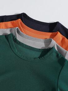 4pcs Kids Long Sleeve T-Shirts, Lightweight, Spring/Autumn, For Boys & Girls, Fits Age 4-12 Years