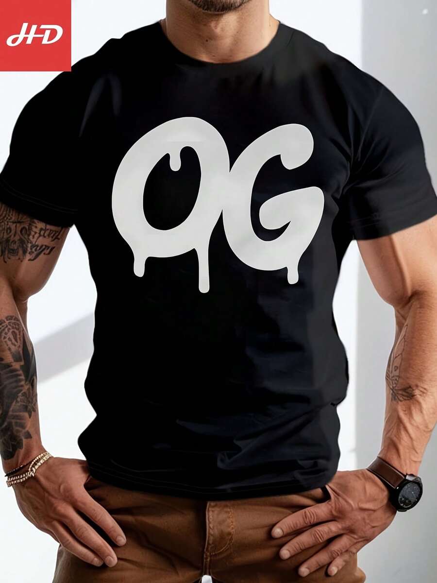 Men's Black T-Shirt With White OG Lettering And Drip Effect Design - Black - View 1