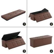 Storage Ottoman,Fireproof Folding Storage Bench With Lock(15"X 43"X15"),Waterproof Leather Storage Bench Chest With Handles&2 Extra Storage Boxes,Storage Safe For Living Room,Bedroom,Brown - Chocolate Brown - View 9