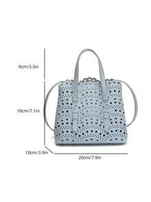 2 piezas Diseño de corte hueco con bolsillo interno Bolso de hombro/cruzado/de mano de moda - Azul - Ver 10