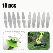 [6英寸割草机修剪刀片] 10个6英寸直刀片，耐用钢制割草机替换刀片，兼容各种型号，割草机配件