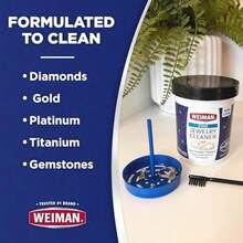 Weiman Fine Jewelry Cleaner Liquid With Cleaning Brush Restores Shine And Brilliance To Gold Platinum Precious Gemstones And Diamond Jewelry 6 Oz - As Pic - View 6