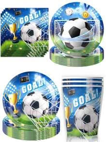 10pcs Football World Cup Match Theme Party Holiday Celebration Supplies, Disposable Paper Plates Paper Cups Paper Towels Tableware Sets Birthday Parties, World Cup Celebrations, Football Dreams, Camping Camping Travelling