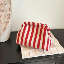 Striped Color-Blocking Clutch Bag, Suitable For Women's Daily Use - Red - View 5