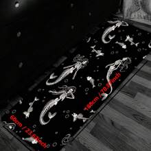 1pc Halloween Skull Pattern Printed Non-Slip Linen Kitchen Rug, Bathroom Mat, Doormat, Home Decor, Halloween Decoration, Halloween Gift, 3D Printed Rectangular, Suitable For Living Room, Bedroom, Hallway, Bathroom, Laundry Room - Polyester Carpet, Indoor & Outdoor Use