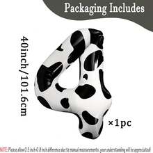 40-Inch Cow Print Balloons, Cow Theme Number Balloons For Birthday Party, Farm And Barn Decorations - Cow Numbers - View 16