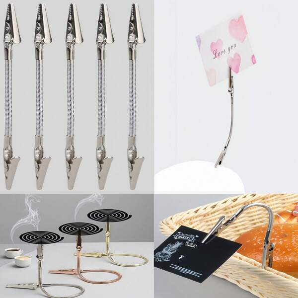 3pcs Metal Alligator Clips - Rustproof Power Grip Wire Clips For Mosquito Coil Clips, Photos, Memos, Projects Indoor And Outdoor Use, Multi-Functional Home Office Tool (No Batteries Required), Indoor And Outdoor Use, Stylish Metallic Texture, Design