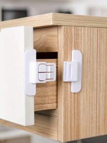 10 pezzi Serratura automatica per porta frigorifero, senza necessità di foratura, facile installazione, serratura di sicurezza per garantire cassetti e scatole di stoccaggio chiusi in modo sicuro, impedisce l'apertura della porta del frigorifero, adattabile universalmente per frigoriferi, cassetti e scatole di stoccaggio, design a doppia fibbia per prevenire l'apertura accidentale (colore e stile casuali)