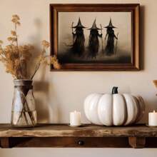 1 件/套复古万圣节女巫海报 - 鬼脸 - 万圣节、恐怖海报帆布画创意海报和印刷墙艺术画适用于现代客厅家居装饰礼物生日毕业，无框架