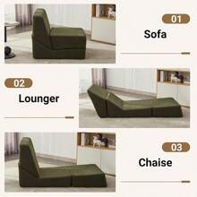 3-In-1 Modern Convertible Sofa Bed, Living Room Furniture, Single Sofa, Foldable Floor Sofa And Sofa Bed, Enjoy Comfortable Naps, Modular Sofa, Suitable For Living Room/Office/Bedroom, Gray, Thicker Design For Extra Comfort