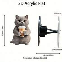 1 pezzo Ornamento piatto 2D in acrilico con disegno carino di un gattino rosa, molletta per presa d'aria, 1 confezione di fogli profumati, accessori per la decorazione dell'auto, deodorante auto, per portare un aroma fresco, compagno ideale!