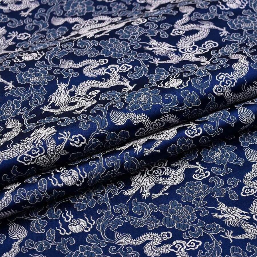 高品质提花丝缎面料，带有几何花卉刺绣图案，柔软耐用，适合缝制连衣裙、夹克、靠垫、窗帘、家居装饰、DIY 缝纫工艺品