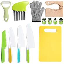 11/13/17PCS Juegos de cocina Herramientas de cocina Montessori reales para niños pequeños Cuchillos seguros para niños de 2/3/4/5/6/7/8 años - 13 piezas1 - Ver 9