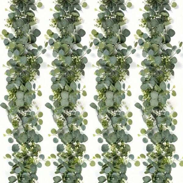1/2 piezas Guirnalda de flores blancas imitación eucalipto: 70.8 pulgadas/180 cm Guirnalda de hojas de eucalipto de dólar de plata y flor de novia, enredaderas de follaje artificial para decoración de bodas, fiestas, centros de mesa, oficinas, fiestas y decoración del hogar en días festivos