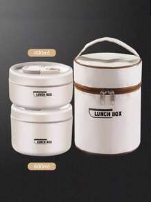 1/3/4/5件304不锈钢双层保温午餐盒，带袋子和餐具，便携式微波炉适用便当盒，防漏水果食品容器，适合成人学生携带食物去学校、办公室、野餐、露营、派对