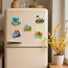 1 件东南亚 5 国冰箱贴，新加坡、印度尼西亚、菲律宾、泰国、马来西亚，亚克力和橡胶软磁材料，创意家居装饰，万圣节礼物，旅行者礼物，适用于金属门、铁制家具、储物柜装饰，送给家人和朋友的贴心礼物 - 彩色 - 查看 7