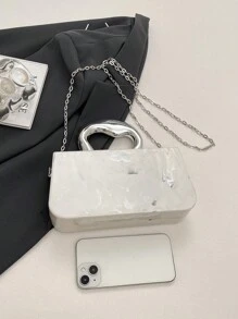 1 buc. Geantă de umăr cu lanț cilindric rotund la modă, geantă de mână versatilă de lux pentru machiaj