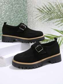 Niche Thick-Soled Mary Jane Flats, Round Toe Slip-On Leather Loafers For Women, Plus Size, Spring/Autumn New Fashion Versatile Oxfords