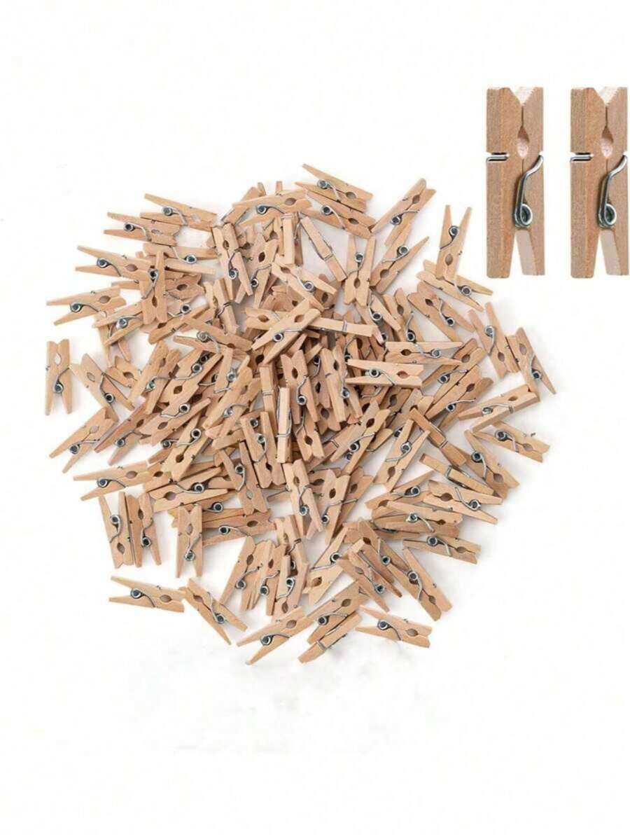 50/80/120/160/210 Pieces Of Natural Wooden Mini Hangers, Mini Photo Clips, Mini Hangers, 1.4-Inch Small Wooden Baby Cloth Needles, Pictures For Photos, Crafts, Artworks, Cocktails (Cordless)