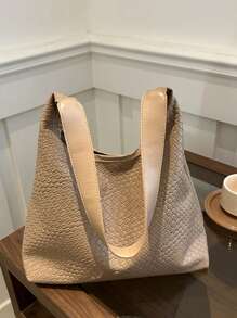 Bolso de hombro de mujer con forma de media luna tejido, bolso axilar de piel sintética con monedero