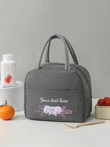 Customized Text Gift Bag, Large Capacity Lunch Box Bag, Suitable For Teenagers. Applicable For Office, University, Work, Business, Commuting, Outdoor, Travel And Picnic. Insulated Lunch Box Bag, Portable Aluminum Foil Ice Bag, Lunch Bag, Picnic Storage Bag - Grey - View 11