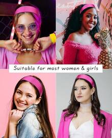 Wecoe Brown Satin Headband Women 1.6 Inch Wide Silk Headband Non Slip Fashion Neutral Colors Plain Hair Band DIY Holiday Hair Accessories For Women Girls Diademas Para Mujer Gifts - Pink 2 - 查看 4