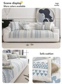 1 pieza Alfombra de sofá bohemia con diseño fresco, cojín de asiento fresco de verano, funda antideslizante para respaldo, toalla resistente a arañazos de gato, apta para sofás en L y sofás de 1/2/3/4 plazas