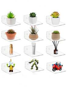 1/2/4/6 chiếc Kệ tường dính Acrylic nhỏ, Kệ tường nổi mini, Giá trưng bày Acrylic, Giá lưu trữ gắn tường, Thích hợp cho những người nổi tiếng, Cây trồng, Hình ảnh và Ảnh Giá treo tường hiện đại, Thích hợp cho trang trí văn phòng, phòng ngủ và phòng khách. (1 Giá trưng bày đi kèm với hai ốc vít và hai miếng keo siêu dính, Sản phẩm có màng bảo vệ, xé ra để sáng hơn) Trang trí phòng - Nhiều màu - Xem 2