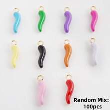 20/50/100 peças sortidas de pingentes de esmalte, incluindo coração, pimenta, borboleta, flor e mini corações, cor aleatória, adequado para decoração de bolsas, faça você mesmo joias de colar, pulseira, brincos