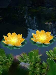 Luces LED de flor de loto con energía solar, lámparas de loto flotantes, luces LED de loto realistas resistentes al agua IP44, 3 colores (amarillo + rosa + blanco), adecuadas para mesa, patio, jardín, boda, estanque, decoración del paisaje, luces de flores flotantes, luces solares para exteriores - Multicolor - Ver 3