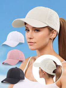 1pc Women's Spring & Summer Adjustable Ponytail Baseball Cap, Leopard Print & Butterfly Print Design Sun Protection Golf Sport Cap - Multicolor - View 14