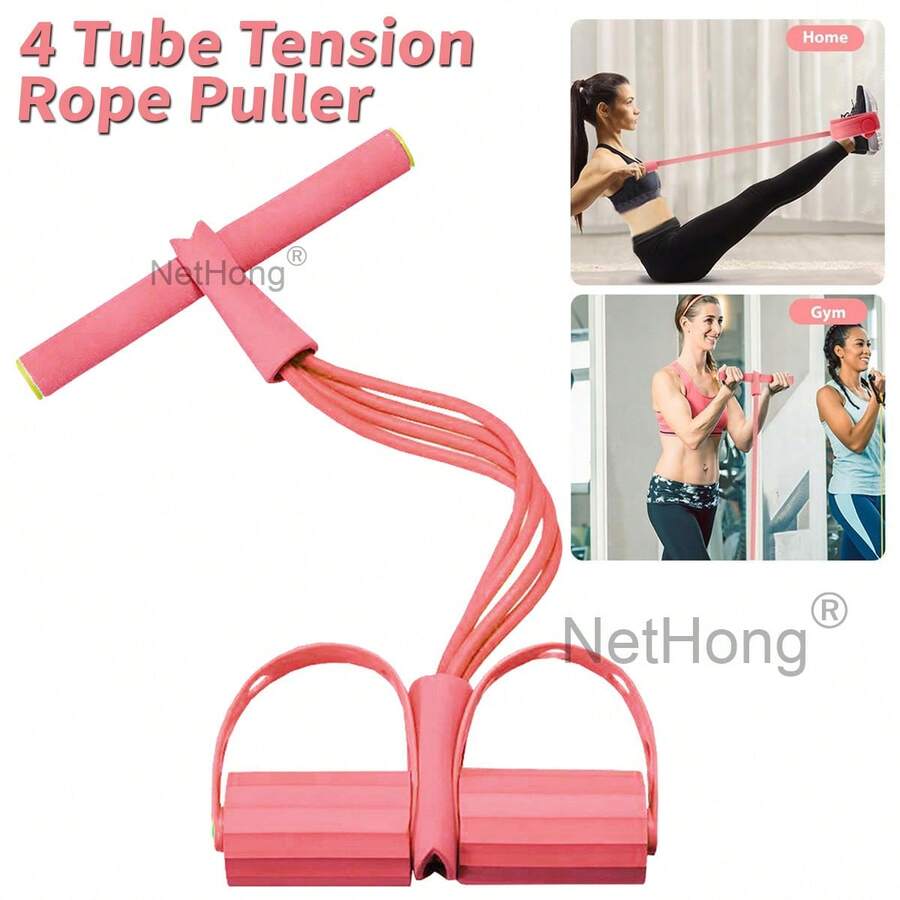 NetHong 4 Tube Tension Rope Puller Pedal Ankle Exerciser Abdominal Elastic Fitness - Multicolor - View 1