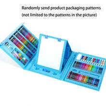208件套学生绘画工具组合套装，水彩笔和马克笔，可水洗（图案和颜色随机，不限于所示款式），初学者绘画套装，圣诞礼物，返校礼物，毕业礼物，校园用品，家庭聚会小礼物