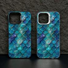 Mermaid Scales Mobile Phone Case, Designed With Shimmering Blue And Green Sea Patterns, Suitable For IPhone 16, 15, 14, 13, 12 And 11 Pro Models, Made Of TPU Material, And Provides Shockproof - 黑色 - 查看 5