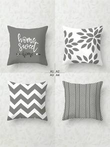 4 件现代几何拉链枕套 - 方形装饰枕套，几何图案，复古天鹅绒材质，可机洗，简约时尚线条设计，拉链开合，家居装饰靠垫套，适用于沙发、床、汽车、客厅、卧室，无枕芯