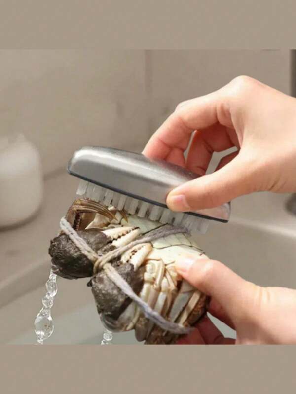 1pc Vegetable And Fruit Cleaning Brush, Vegetable Brush Scrubber, 304 Stainless Steel Cleaning Brush, Microfiber Scrubbing Pad, Multipurpose Kitchen Tool For Food Potato Vegetable Washing