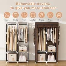 Spacious Dustproof Wardrobe With Steel Frame - Durable Clothes Storage Organizer For Bedroom, Home, Dorm & Entryway, Portable Closets Rental Housing Economy Clothing Storage And Sorting Non Woven Moisture-Proof Steel Pipe Dust Closed Simple Thickened Cloth Cabinet Wardrobe