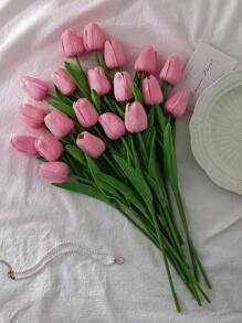 1/5 Tulipanes artificiales, con un toque realista, específicamente en forma de ramos de flores artificiales de color rosa. Adecuado para decorar varios escenarios como bodas, habitaciones, restaurantes, cocinas, salas de estar, dormitorios, hogares, baños, hoteles, fiestas y todo tipo de eventos. Se utiliza como regalo para el Día de San Valentín y Año Nuevo. Para Pascua, Día de la Madre, Día del Padre, fiestas de cumpleaños, decoraciones de graduación. Regalos.