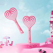 Miniso Barbie Series Heart-Shaped Fluffy Bone Comb Head Massage Artifact Detangling Brush Cute Standing Suspension Design Hair Brush For Curly Hair Thick Hairbrush Styling Tools - Pink - View 8