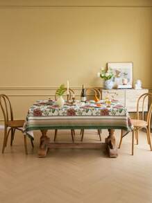 1pc Retro Floral Pattern Tablecloth, Multiple Sizes Available