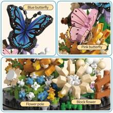 Bouquet immortel fait main Blocs de construction papillon/abeille - Jouet DIY créatif à assembler pour la décoration de la maison et du bureau, cadeaux de Noël et d'Halloween (Certaines pièces sont envoyées de manière aléatoire)