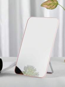 Portable Foldable Mirror 8x5 Inch, Multi-Position Stand & Hanging Hole, Compact Travel Essential White - 粉紅色-無磁 - 查看 4