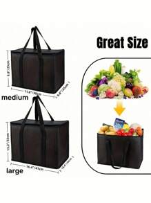 Insulated Bags And Cooler Bag For Food Delivery, Collapsible Cooler, Reusable Shopping Bags For Groceries With Zipper, Foldable, Heavy-Duty, Stands Upright