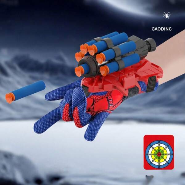 Kids Spider Shooter Wristband Toy With Suction Cup, Webbing, Projectile Launcher, Wearable Soft Dart Blaster