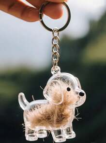 1pc Transparent Cute Dog Hair Storage Hanging Decor, Pet Hair Collection Box For Golden Retriever Schnauzer Hair Keychains