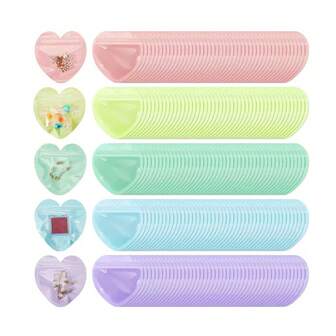 60个彩色心形首饰配饰小袋，马卡龙心形自封袋，礼品密封袋