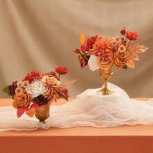 AUSOGO Jesienne kwiaty sztuczne kwiaty spalone pomarańczowe sztuczne kwiaty do ciasta do samodzielnego wykonania ślubne bukiety ślubne centralne elementy kompozycji kwiatowej jesienna dekoracja prysznica wystrój domu