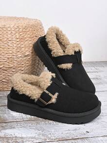 2025年冬季新款室内外加厚保暖雪地靴。女士经典时尚舒适包头/带扣低帮保暖内衬靴