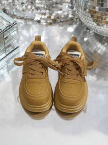 一双男女春秋新款儿童鞋男童防滑软底宝宝鞋透气轻便女童学生白色运动鞋 - 棕色 - 查看 2