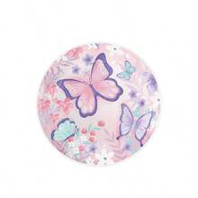 42 Stück Schmetterling Geburtstags Party Zubehör Einweg Pappteller Servietten Becher Tischdecken und Banner für Schmetterling Geburtstagsdekoration